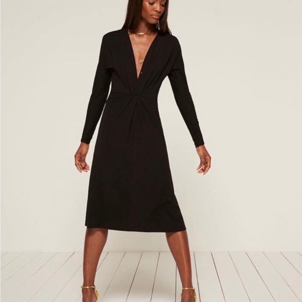 Reformation black long sleeve dress